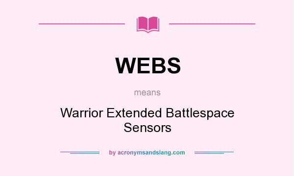 What does WEBS mean? It stands for Warrior Extended Battlespace Sensors