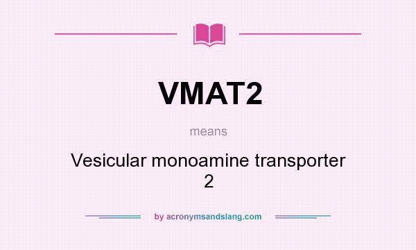 What does VMAT2 mean? It stands for Vesicular monoamine transporter 2