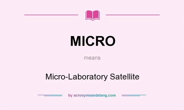 What does MICRO mean? It stands for Micro-Laboratory Satellite