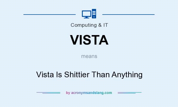 What does VISTA mean? It stands for Vista Is Shittier Than Anything