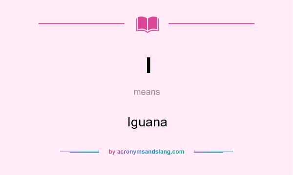 What does I mean? It stands for Iguana