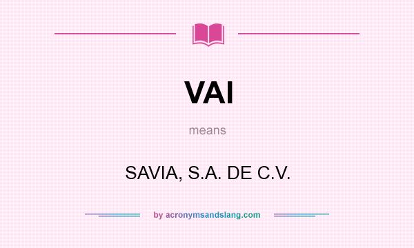 What does VAI mean? It stands for SAVIA, S.A. DE C.V.
