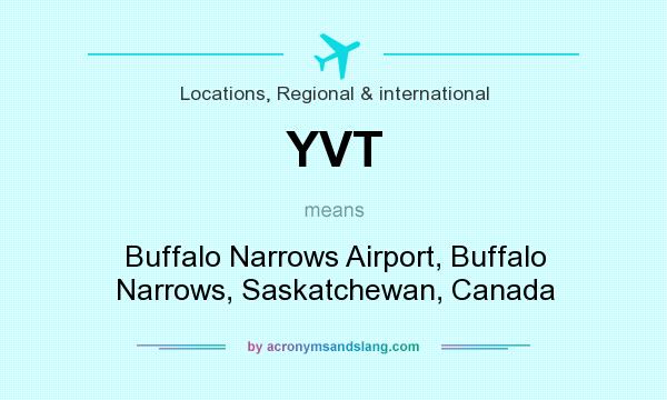 What does YVT mean? It stands for Buffalo Narrows Airport, Buffalo Narrows, Saskatchewan, Canada