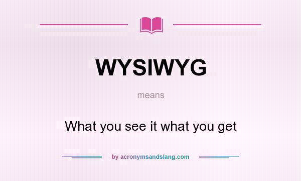 What does WYSIWYG mean? It stands for What you see it what you get