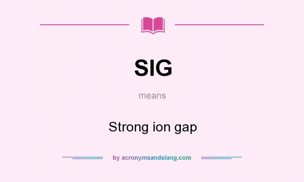 What does SIG mean? It stands for Strong ion gap