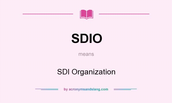 What does SDIO mean? It stands for SDI Organization