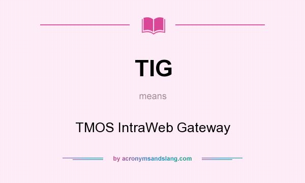 What does TIG mean? It stands for TMOS IntraWeb Gateway