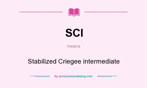 What does SCI mean? It stands for Stabilized Criegee intermediate