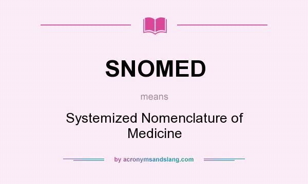 What does SNOMED mean? It stands for Systemized Nomenclature of Medicine
