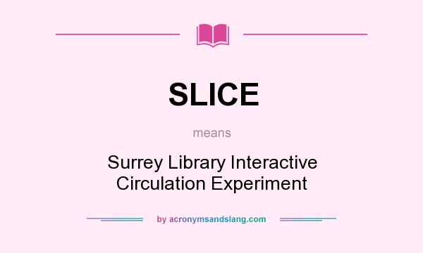 What does SLICE mean? It stands for Surrey Library Interactive Circulation Experiment