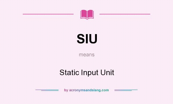 What does SIU mean? It stands for Static Input Unit