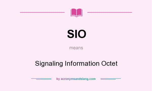 What does SIO mean? It stands for Signaling Information Octet