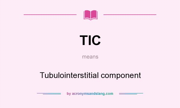 What does TIC mean? It stands for Tubulointerstitial component