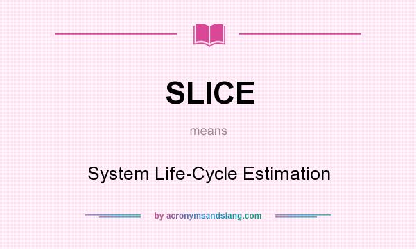 What does SLICE mean? It stands for System Life-Cycle Estimation