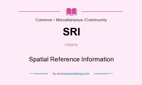 What does SRI mean? It stands for Spatial Reference Information