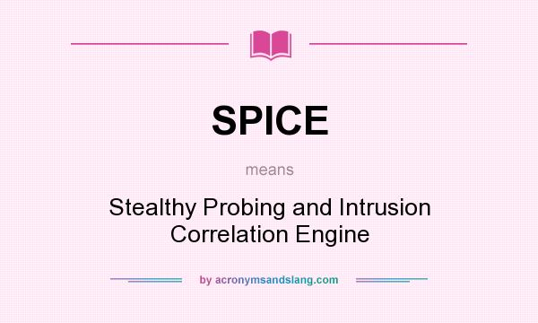 What does SPICE mean? It stands for Stealthy Probing and Intrusion Correlation Engine
