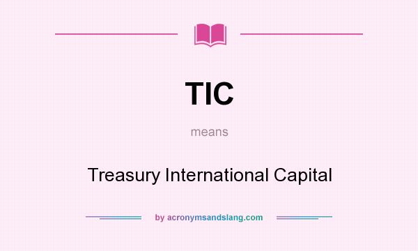 What does TIC mean? It stands for Treasury International Capital