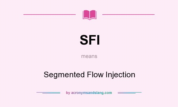 What does SFI mean? It stands for Segmented Flow Injection