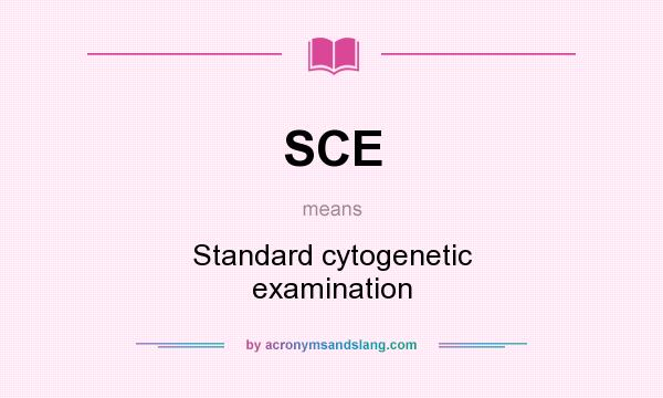 What does SCE mean? It stands for Standard cytogenetic examination