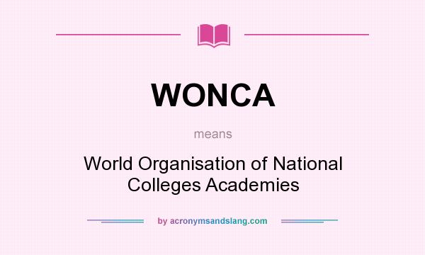 What does WONCA mean? It stands for World Organisation of National Colleges Academies