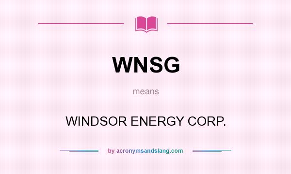 What does WNSG mean? It stands for WINDSOR ENERGY CORP.