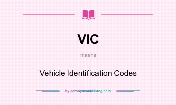 What does VIC mean? It stands for Vehicle Identification Codes