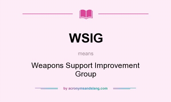 What does WSIG mean? It stands for Weapons Support Improvement Group