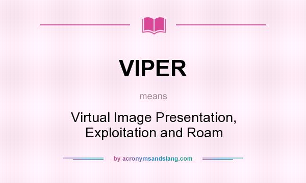What does VIPER mean? It stands for Virtual Image Presentation, Exploitation and Roam