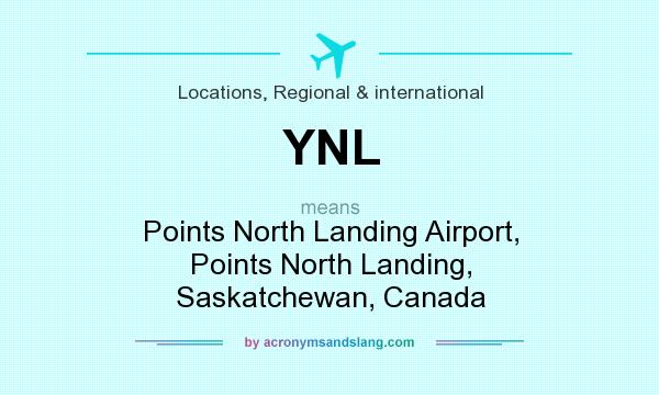 What does YNL mean? It stands for Points North Landing Airport, Points North Landing, Saskatchewan, Canada