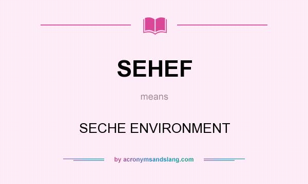 What does SEHEF mean? It stands for SECHE ENVIRONMENT