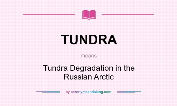 What does TUNDRA mean? It stands for Tundra Degradation in the Russian Arctic