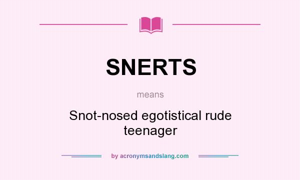 What does SNERTS mean? It stands for Snot-nosed egotistical rude teenager