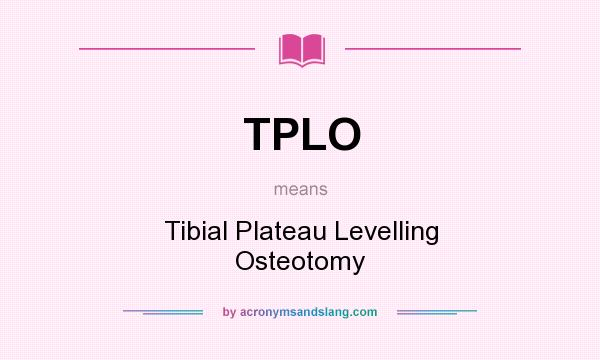 What does TPLO mean? It stands for Tibial Plateau Levelling Osteotomy