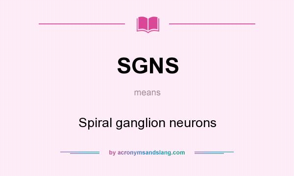 What does SGNS mean? It stands for Spiral ganglion neurons