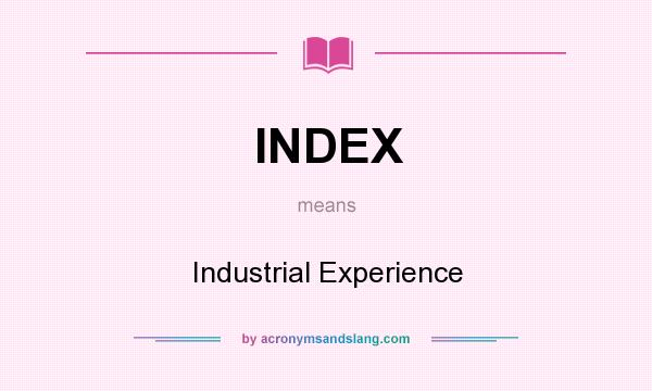 What does INDEX mean? It stands for Industrial Experience