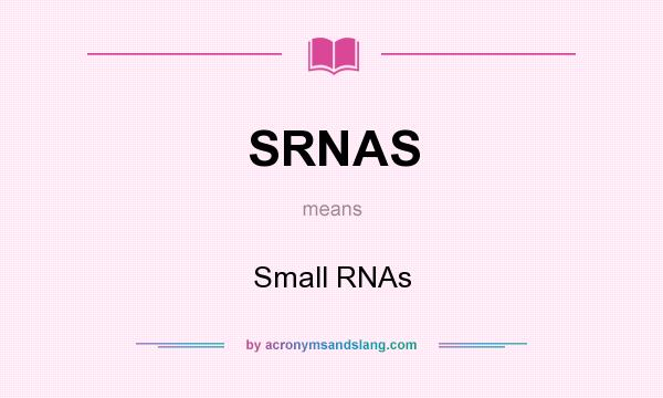 What does SRNAS mean? It stands for Small RNAs