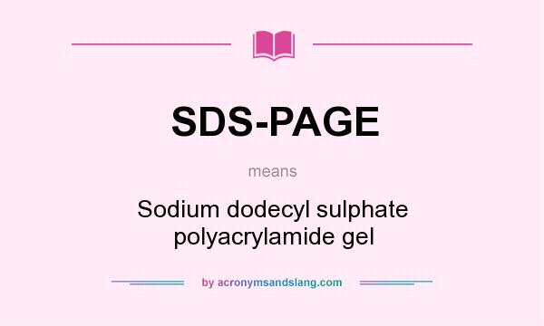 What does SDS-PAGE mean? It stands for Sodium dodecyl sulphate polyacrylamide gel
