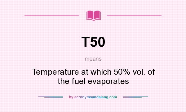 What does T50 mean? It stands for Temperature at which 50% vol. of the fuel evaporates