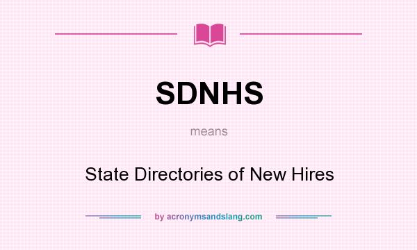 What does SDNHS mean? It stands for State Directories of New Hires