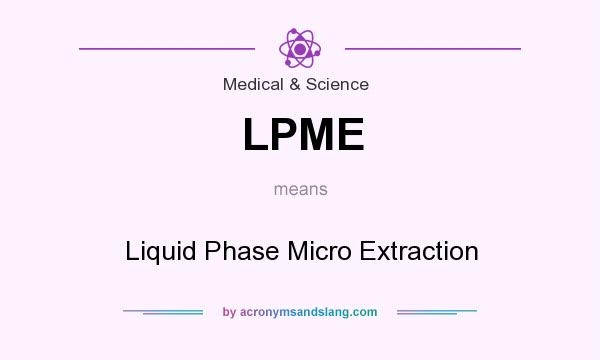 What does LPME mean? It stands for Liquid Phase Micro Extraction