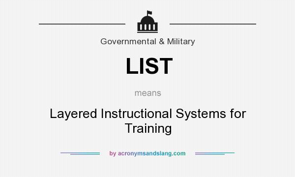 What does LIST mean? It stands for Layered Instructional Systems for Training