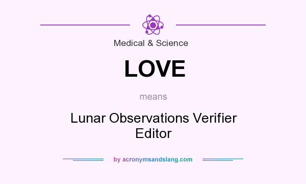 What does LOVE mean? It stands for Lunar Observations Verifier Editor