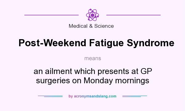 What does Post-Weekend Fatigue Syndrome mean? It stands for an ailment which presents at GP surgeries on Monday mornings
