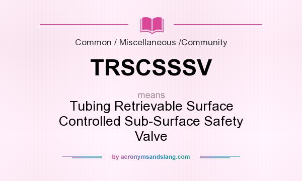 What does TRSCSSSV mean? It stands for Tubing Retrievable Surface Controlled Sub-Surface Safety Valve