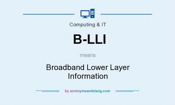 What does B-LLI mean? It stands for Broadband Lower Layer Information