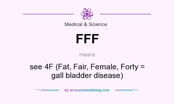 What does FFF mean? It stands for see 4F (Fat, Fair, Female, Forty = gall bladder disease)