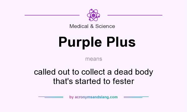 What does Purple Plus mean? It stands for called out to collect a dead body that`s started to fester