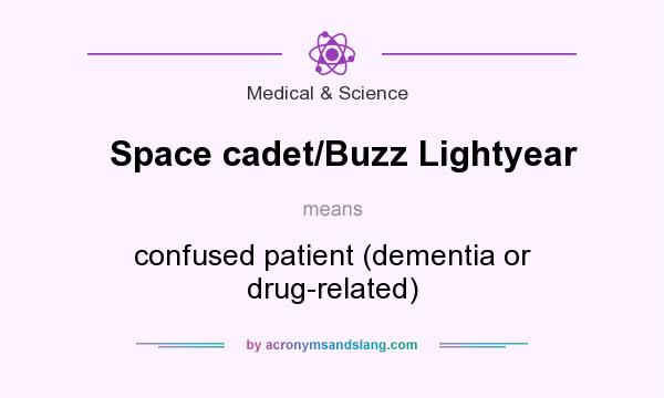 What does Space cadet/Buzz Lightyear mean? It stands for confused patient (dementia or drug-related)