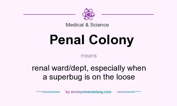 What does Penal Colony mean? It stands for renal ward/dept, especially when a superbug is on the loose