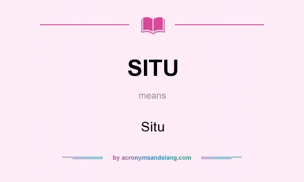 What does SITU mean? It stands for Situ